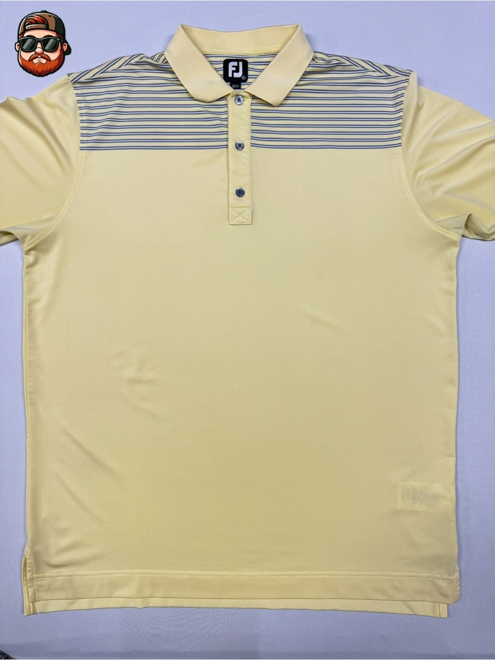 FootJoy Men's XL Golf Polo Shirt Yellow Blue Stripe, Short Sleeve